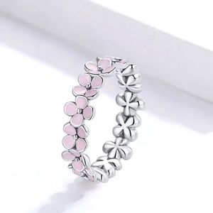 S925 Sterling Silver Pink Wreath Ring